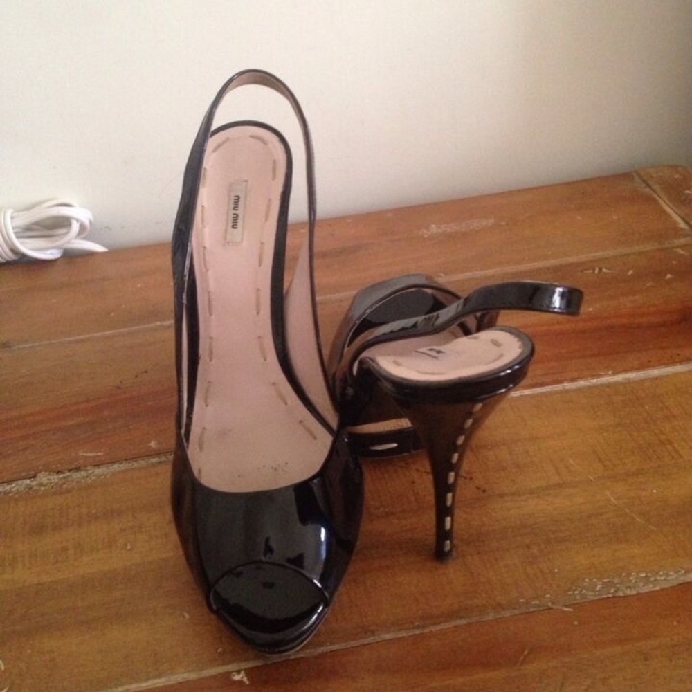 39.5 Miu Miu By Prada Patent Leather Platform - image 2